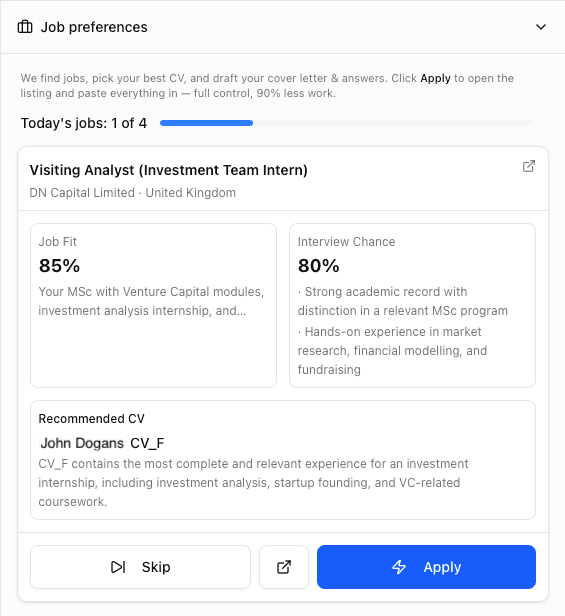 My Jobs board preview